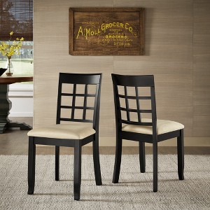 Set of 2 Kensington Lattice Back Dining Chairs Black - Inspire Q: Rubber Wood, Peat Upholstery, Foam-Filled Seats - 1 of 4
