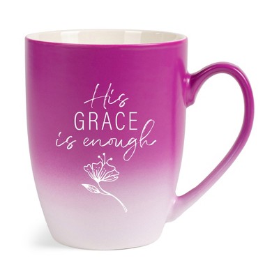Elanze Designs His Grace Is Enough Two Toned Ombre Matte Pink and White 12 ounce Ceramic Stoneware Coffee Cup Mug