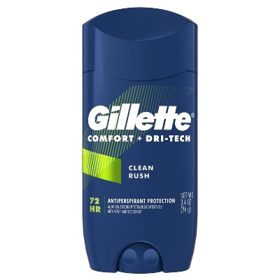 Gillette Comfort + DriTech Men's Antiperspirant Deodorant Invisible Solid Clean Rush - 3.4oz