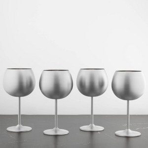 Cambridge Silversmiths Set of 4 18oz Stainless Steel Wine Glasses Silver - 1 of 3