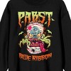 Pabst Blue Ribbon Beer Can Monster Crew Neck Long Sleeve Black Adult Sweatshirt - 2 of 3