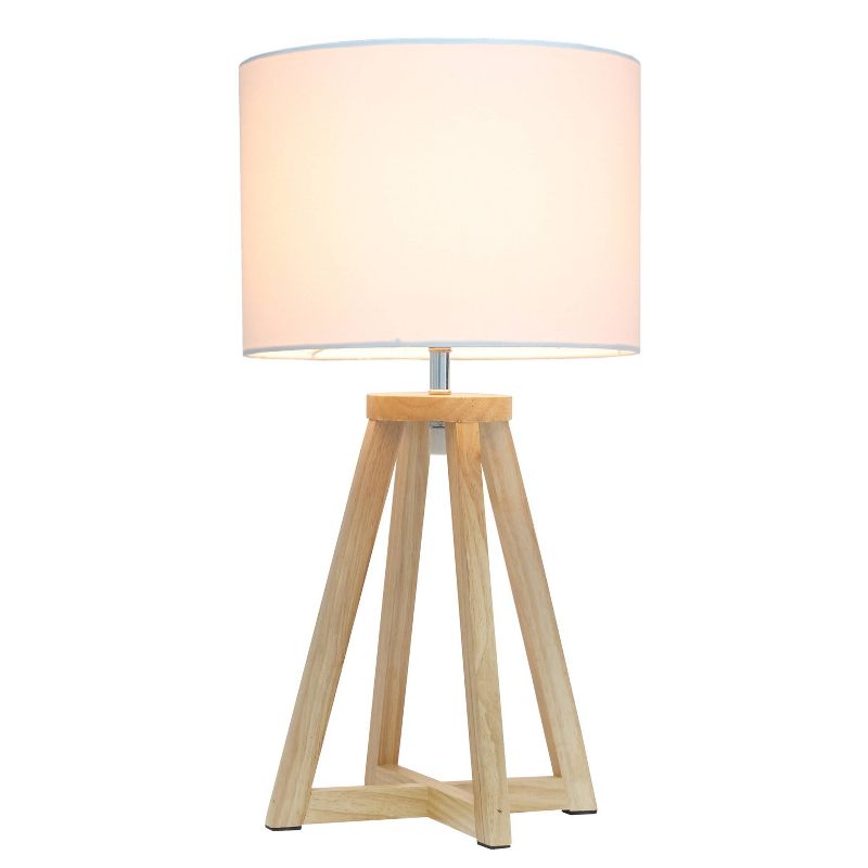 Natural Wood Interlocked Triangular Table Lamp with Fabric Shade - Simple Designs, 3 of 9