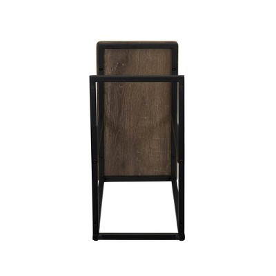 Ashwood and Black Metal C-Shaped Side Table