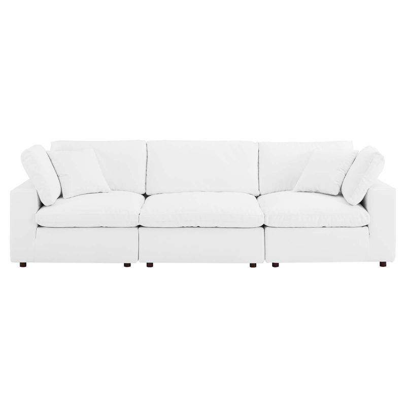 Commix Down Filled Overstuffed Vegan Leather 3-Seater Sofa - Modway, 2 of 10