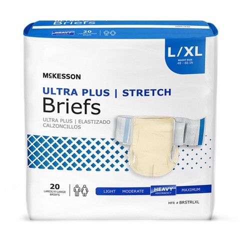 McKesson Ultra Plus Stretch Briefs, Incontinence, Heavy Absorbency, Unisex,  XL, 20 Count, 4 Packs, 80 Total