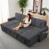 103"W Corduroy 4-Seater Modular Sleeper Sofa Bed with Storage Chaise,U-shaped Sofa with Pull-out Bed，Dark Grey - 2 of 4