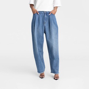 KBB by KAHLANA Women's High-Rise Barrel Leg 'The Devin Jean' - Medium Wash - 1 of 3