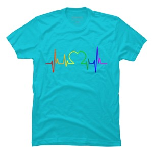 Adult Design By Humans Pride Heartbeat Rainbow By LuckyCharm99 T-Shirt - 1 of 2