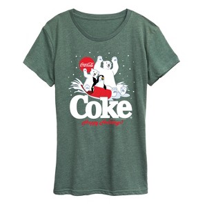 Women's - Coca-Cola - Happy Holidays Sledding- Women's Short Sleeve Graphic T-Shirt Short Sleeve Graphic T-Shirt - 1 of 4