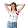 Sanrio Hello Kitty Character Face With Cosplay Bow Sleeveless Women's White Tube Tops - image 2 of 4