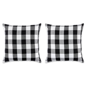 2pk 20"x20" Oversize Buffalo Check Square Throw Pillow Covers Black/White - Design Imports: Cotton, Machine Washable - 1 of 4