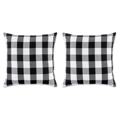 2pk 20"x20" Oversize Buffalo Check Square Throw Pillow Covers Black/White - Design Imports - image 1 of 4
