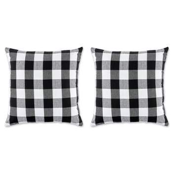 2pk 20"x20" Oversize Buffalo Check Square Throw Pillow Covers Black/White - Design Imports