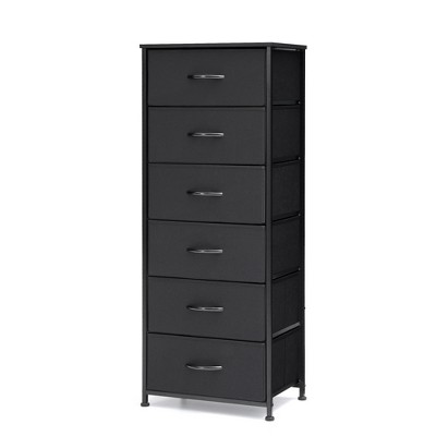 Pellebant Vertical Dresser for Bedroom 6 drawer Storage Tower Steel Frame Wood Top Easy Pull Non-woven Fabrics Drawer