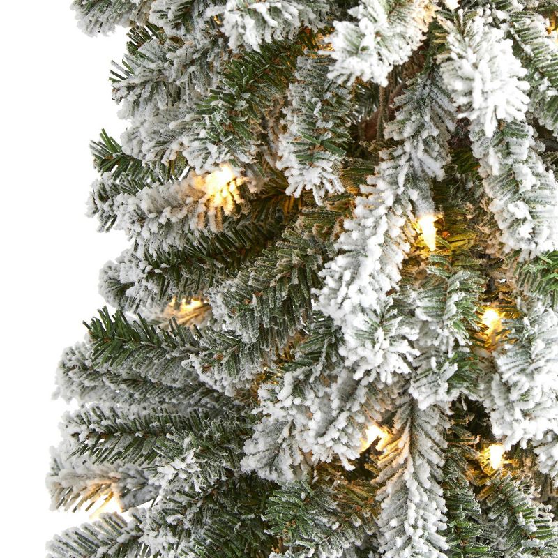 6ft Nearly Natural Pre-Lit Flocked Alpine Artificial Christmas Tree Clear Lights, 4 of 12