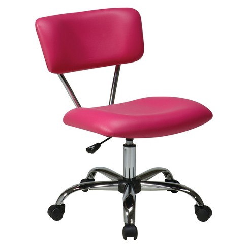 Vista Chrome And Vinyl Desk Chair Pink Osp Home Furnishings Target