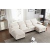 U Shaped Modular Sectional Sofa Couch, Corner Sofa With 4Pcs Waist Pillows, Terrycloth Fabric Sofa, Upholstered 4 Seater Couch-Cuddlewood - 2 of 4