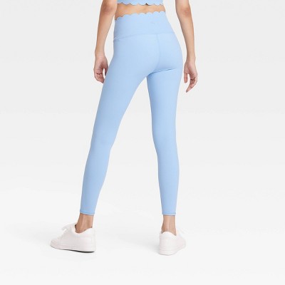 Women's Scallop Detail High-Rise 7/8 Leggings JoyLab Light Blue