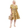 Agnes Orinda Women's Plus Size V Neck Floral Smocked Beach Summer Midi Empire Waist Dresses - 3 of 4