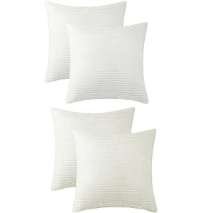 Unique Bargains Modern Solid Striped Corduroy Pillow Covers 4 Pcs - 1 of 4