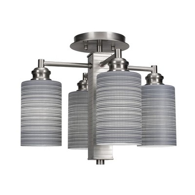 Toltec Lighting Edge 4 - Light Flush Mount in  Brushed Nickel with 4" Gray Matrix Shade