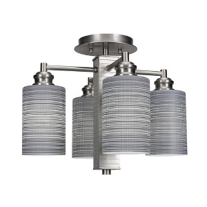 Toltec Lighting Edge 4 - Light Flush Mount in  Brushed Nickel with 4" Gray Matrix Shade - 1 of 1