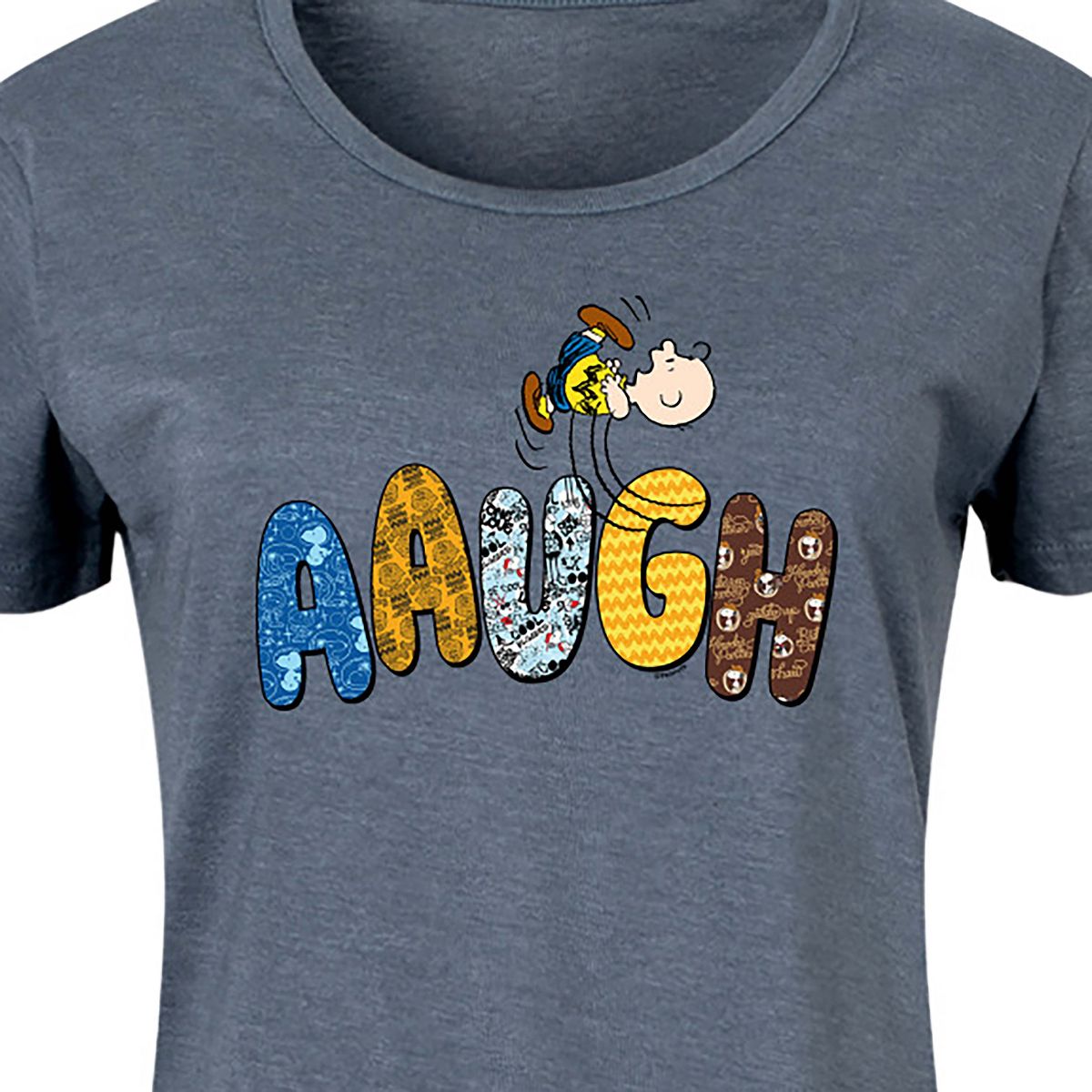 Women's - Peanuts - Aaugh Pattern Charlie Brown Graphic T-shirt Dress - thumbnail 2
