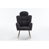 Grungis Teddy Fabric Rocking Chair with Headrest Pillow & High Back Glider, 250LB Capacity Tufted Accent Chair for Nursery, Living Room - 2 of 4