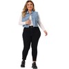 Agnes Orinda Women's Plus Size Jean Raw Hem Button Down Sleeveless Crop Denim Vest - 3 of 4
