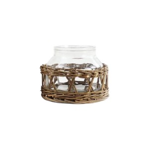 Slickblue Glass and Woven Willow Canister for Kitchen or Pantry, XSmall or XXSmall - 1 of 4