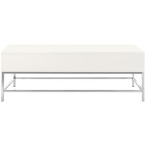 Carolina Contemporary Lift Top Coffee Table - White/Chrome - Safavieh - 1 of 4