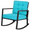 Outdoor Rattan Rocking Chair with Cushion - WELLFOR
 - 3 of 4