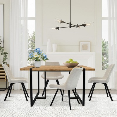 5pcs Dining Table Set, Large Size Dining Table Set with 4 Upholstered Armless Dining Chairs for 4, Dining Room Furniture - Maison Boucle