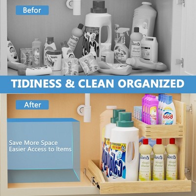 Soft Close 2-Tier Birch and Oak Under Sink Organizer