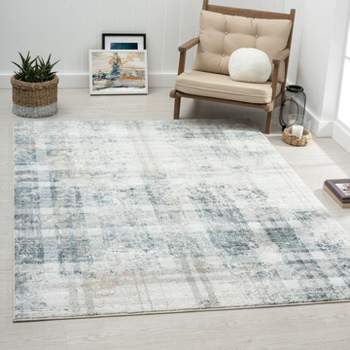 Luxe Weavers Distressed Plaid Abstract Modern Farmhouse Area Rug