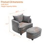 Chenille Accent Chair with Storage Ottoman, Upholstered Armchair Reaging Chair Barrel Chair - ModernLuxe - 3 of 4