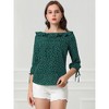 Allegra K Women's Vintage 3/4 Sleeve Boat Neck Ruffled Dots Print Blouse - 3 of 4