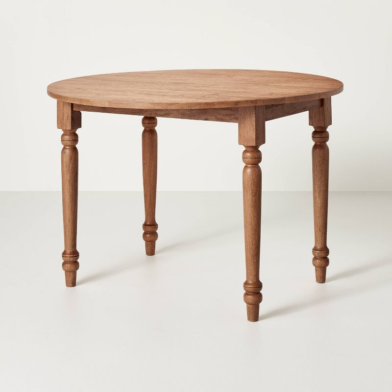 44&#34; Vintage Windsor Drop Leaf Round Dining Table - Aged Oak - Hearth &#38; Hand&#8482; with Magnolia, 1 of 9