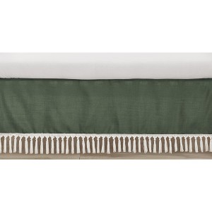 Sweet Jojo Designs Boy or Girl Gender Neutral Unisex Baby Crib Bed Skirt Boho Fringe Green and White - 1 of 3