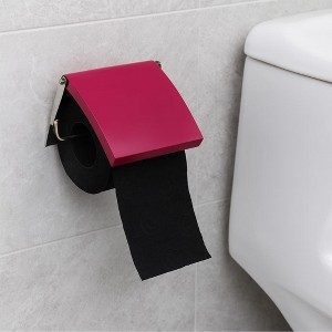 Evideco French Home Goods Sleek Wall-Mounted Toilet Paper Holder with Cover - Stylish Bathroom Tissue Dispenser - 1 of 4