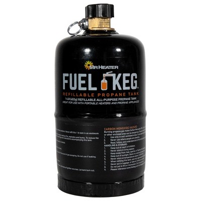Mr. Heater Fuel Kegs 16 Ounce Refillable Quick Fill Time Tool Free Operation All Purpose Propane Cylinder with Safety Valve, Black
