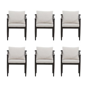 New Classic Furniture,Moana Metal Patio Side Chair in Brown/Ivory (Set of 6) - 1 of 4