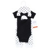 Hudson Baby Girls Thermal Preemie Layette Set 4pc Short Sleeve Outfit, Black White Dots, Preemie - 2 of 4