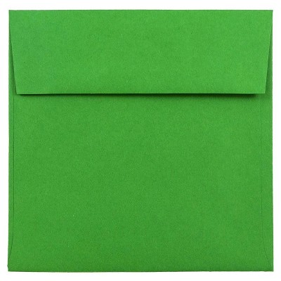 JAM Paper Brite Hue 6.5 x 6.5 Square Envelopes, 50 per pack, Green