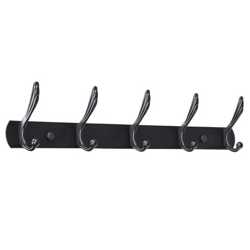 Unique Bargains Home Stainless Steel Wall Mounted Coat Rack Hook Rail For Coat  Hat Towel Black 5 Hooks 17.7 X 2.8 X 3.7(l*w*h) : Target