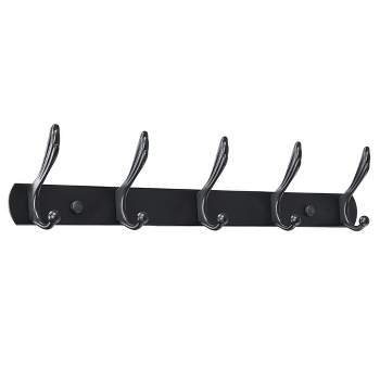 Unique Bargains Stainless Steel Wall Mounted Coat Rack Hook for Coat Hat Towel Black 4 Hooks 13.8 x 2.8 x 3.7(L*W*H)