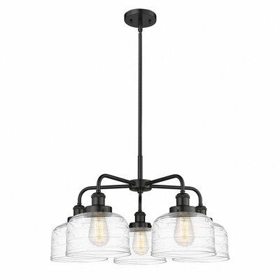 Bell - 5 Light Stem Hung Chandelier In Art Deco Style-14.75 Inches Tall and 26 Inches Wide