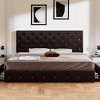 Allewie King Size Upholstered Platform Bed Frame with 4 Storage Drawers, Diamond Stitched Headboard, Wooden Slats, No Box Spring Needed, White - 2 of 4