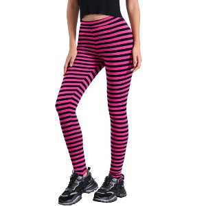 INSPIRE CHIC Women's Printed Stripe High Waist Elastic Waistband Yoga Stirrup Pants - 1 of 4