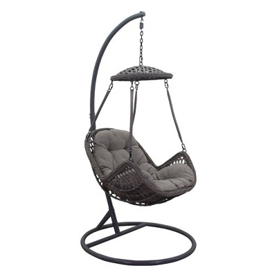 Princeton 2pc Hanging Basket Chair & Stand Set - Gray - Courtyard Casual